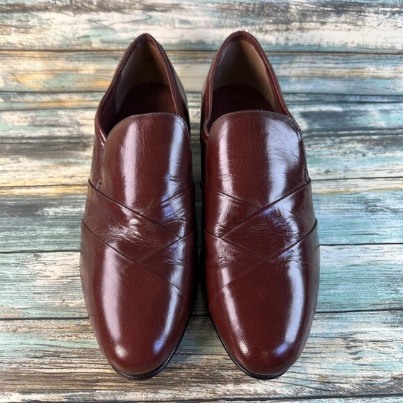 Stacy Adams Mens Loafers Size 9M Shiny Brown Leather Slip On Dress Shoes NEW main image 8